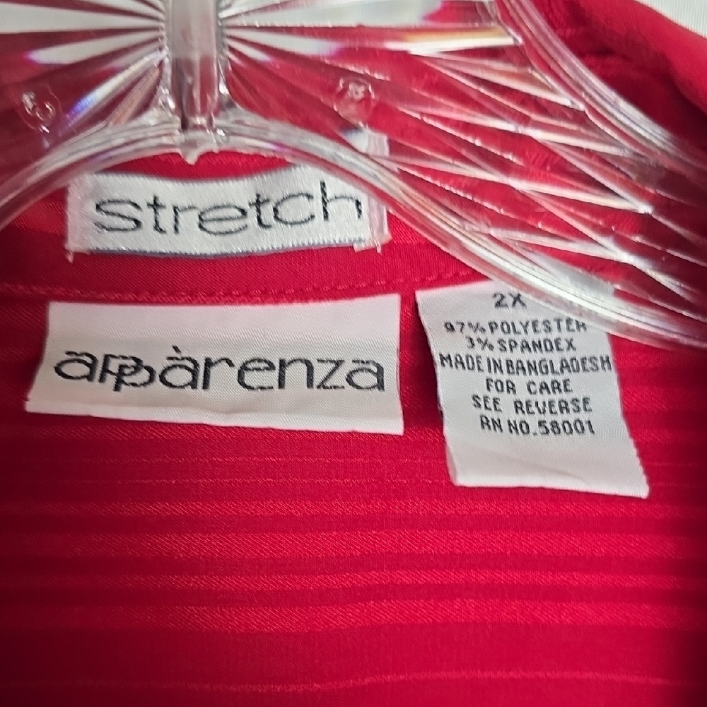 Apparenza Women's 2X Scarlet Stretch Blouse Button Down 3/4 Sleeves T18 - Picture 2 of 7